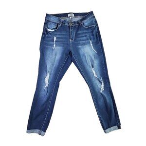 California Vintage Jeans Women's 16 (W34 L26) Med Wash Tapered Cut Distressed